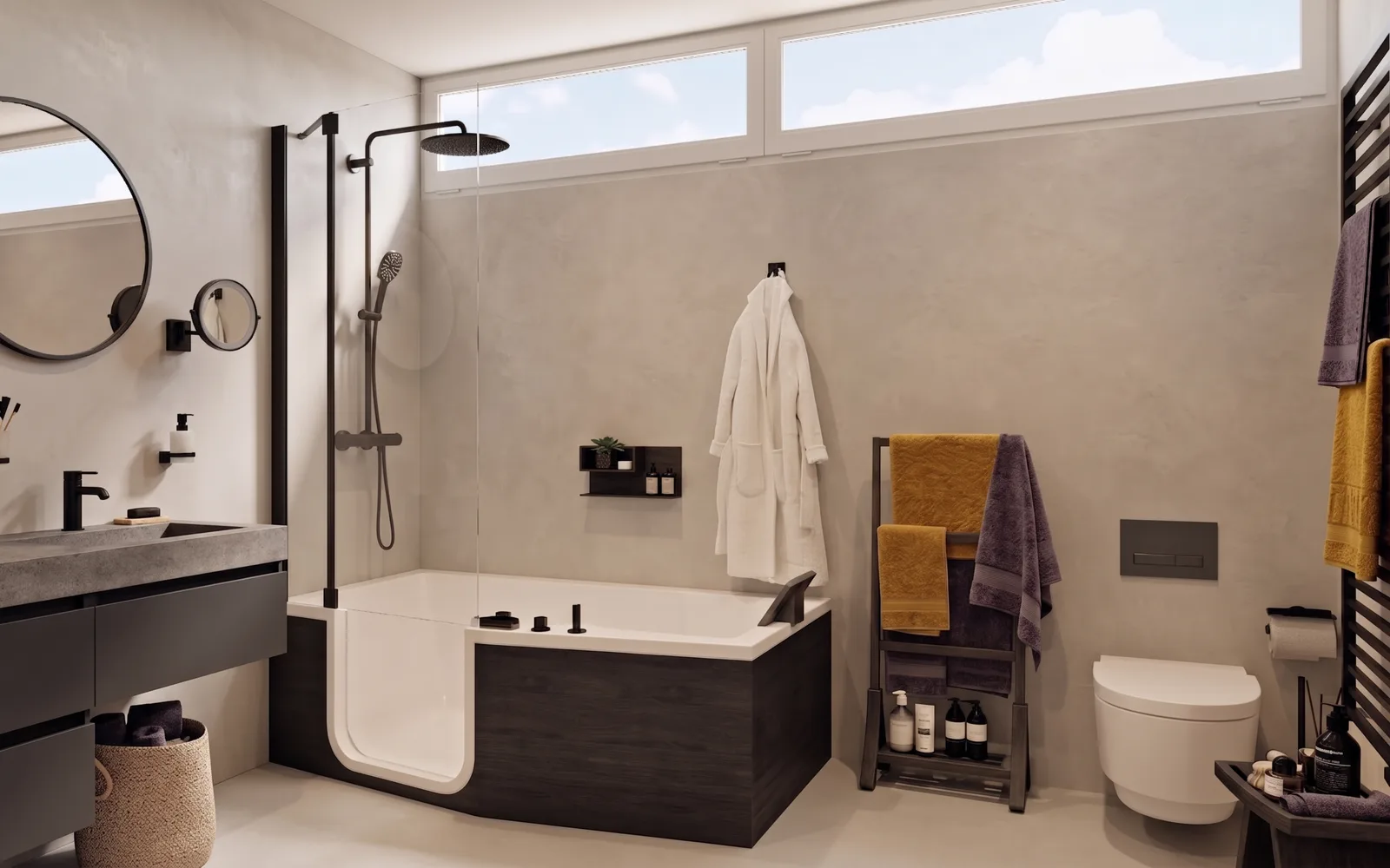 Voorbeeld instapbad — wellness stijl